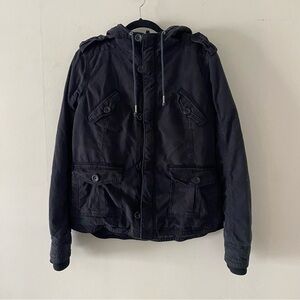 TNA Black Utility Jacket with Hood